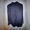 Max Studio  blue and black plaid long sleeve shirt embroidered size small P Photo 1