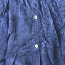 CP Shades  Button Up Blouse Collar Hand Dyed Rayon Floral Embroidered Blue Small Photo 2