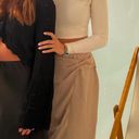 ZARA Midi Tan Silk Skirt Photo 1