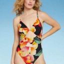 Shade & Shore Women's Front Keyhole Tie Back One Piece Swimsuit - ™ Black Floral Photo 6