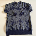 DKNY NEW  Blue Gray Wool Linen Stretch Knit Flower Print Pullover Sweater Dress Photo 4