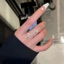 18K White Gold Plated Adjustable Rhinestones Snake Ring for Women Silver Photo 2