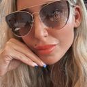 Oscar de la Renta Designer  Gold Cat Eye Aviator Sunglasses Jordana Summer Photo 1