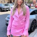 ZARA mini dress satin effect drapped long sleeve pink party wedding coctail Photo 1