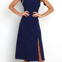 Petal and Pup  Laurel Navy Blue Tie Shoulder Side Slit Midi Dress 12 Photo 0