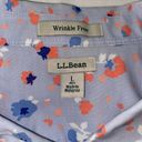 L.L.Bean L.L. Brown button down blouse 3/4” sleeves floral print 100% cotton Sz large Pet Photo 6