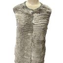 J. McLaughlin  100% Wool Sweater Vest MEDIUM Gray Knit Rabbit Fur Open Winter Photo 0