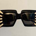 Loewe  Women's Black White Anagram Stripe Square Sunglasses Oversized Gold Logo Photo 9