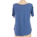 Cloud Chaser  blue cross cold shoulder top size medium Photo 1