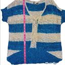 BKE  blue and tan striped sequin shirt sleeve knit sweater size M Photo 3