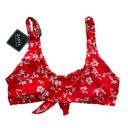 Zaful  Bikini Set Red White Floral Knot Cheeky Two Piece Swim Bikini Size 4 NEW Photo 4