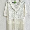 Alexis  Short Sleeve Fringe Semi Sheer Embroidered Top Off White Womens Size XS/S Photo 0