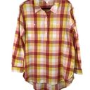 Caslon Colorful Plaid Long Sleeve Cotton Becca Tunic Top Rust Oversized Large NWOT Photo 3