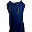 Lucy Paris  Womens Satin Flounce Hem V-Neck Slip Mini Dress S Navy Blue 4 NWT Photo 3