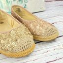 SO  Round Toe Ballet Flats Sequin Espadrille Blush Gold Size 8 Photo 2