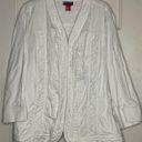 Westport  Woman Size 22/24W White Rouched Ruffled Denim Jacket Hook Closure GUC Photo 0