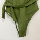 Shade & Shore Women’s One Piece Side Tie Swimsuit Green Size Medium NWT FLAW Photo 2