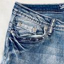 Revolt distressed embroidered jean denim capris Blue Size 8 Photo 2