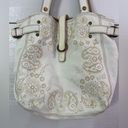 Lucky Brand Y2K  White Paisley Print Leather Tote Bag Purse Photo 2