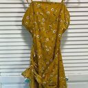 Sundress Mustard White Flowers Spaghetti Straps Tie back‎ Wrap Skirt Size Small Orange Photo 0