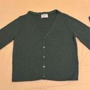 Old Navy Women's Cropped Button Down Rib Knit Top Green Size M Long Sleeve Photo 0