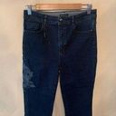 NWT Mossimo Dutti Floral Embroidered Straight Leg Dark Wash Crop Raw Hem Jeans Size 6 Photo 0