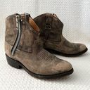 5/48 Lauralee Taupe Brown Distressed Leather Stitch Western Cowboy Ankle Boot 36 Photo 0