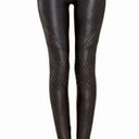 Spanx  Womens Very Black Quilted Moto Faux Leather Leggings Size Small Black Photo 0