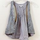 American Eagle  Y2K Linen Blend Silver Beaded/Sequins Gray Vest Photo 0