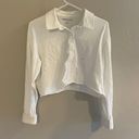 American Eagle White Cropped Long Sleeve Polo Photo 0