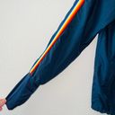 Zyia  Active Navy Blue Rainbow Striped Sleeve Windbreaker Bomber Jacket Photo 1