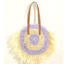 SheIn New 🆕 Fringe Trim Color Block Circle Straw Bag Photo 0