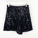 ZARA NWT  Velvet Sequin High Waist Pleat Front Shorts XS Black Photo 2