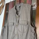 J.Jill  Safari Green Tencel Utility Button Up Vest Shirt size Small Photo 2