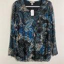 cj banks  Women's Top Blue Black Paisley Plus Size 1X 16/18W Photo 0