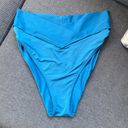 Aerie  Crossover High Cut Cheeky Bikini Bottom Size Large Blue Photo 5