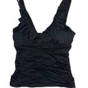 Ralph Lauren Lauren  Beach Club Solid Ruffle Tankini Top Size 8 Black Swimwear Photo 2