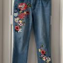 Alice + Olivia  AO LA Amazing Embroidered Floral Jeans 29 high rise cropped Photo 1