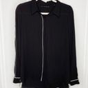 T Tahari  Tyra Contrast Piping Blouse Black White Photo 0