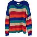 Umgee  Women’s Colorful Colorblock Crewneck Sweater Size Large Photo 0