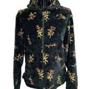 Black Diamond VTG  Sherpa Fleece Botanical Floral Print Jacket Black Size Small Photo 0