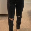 Abercrombie & Fitch Abercrombie Curve Love 90s Ultra High Rise Straight Jeans In Ripped Black Wash 26R Photo 1