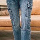 KanCan Avery Cargo Crop Utility Jeans Denim Acid Washed Blue Womens Size 13/30 Photo 0