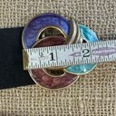 Vintage Women’s 1980’s Wide Stretch Belt With Enameled Buckle S Photo 4