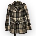 Women’s Small Point Zero Wool Plaid Coat Black Photo 1