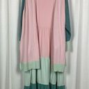 Lands'End  Two Piece Pink&Green Color Block Maxi Dress&Longline Cardigan Sz.3X Photo 4