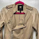 Kardashian Kollection Kardashian Collection Full Zip Women's Mix Media Tan Moto Jacket Size Small Photo 2