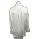 Uniqlo  Glossy Satin Silky Collared White Long Sleeve Button Front Blouse Top S Photo 1