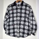 Dress Barn  winter snowman plaid checkered button down long sleeve top size Large Photo 0