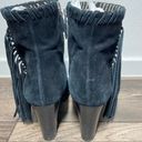 Polo  Ralph Lauren Ankle Booties Suede Boots Fringe Leather Black Western 9 Photo 3